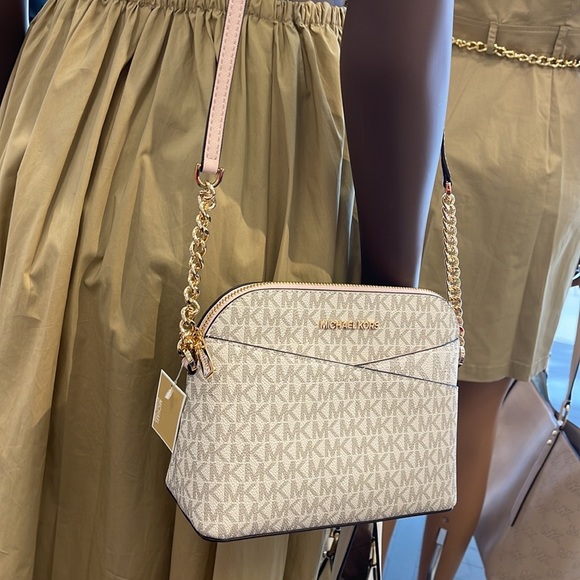 MICHAEL KORS Jet Set Medium Logo Dome Satchel Crossbody 
Powder Blush 
NWT - Picture 9 of 16